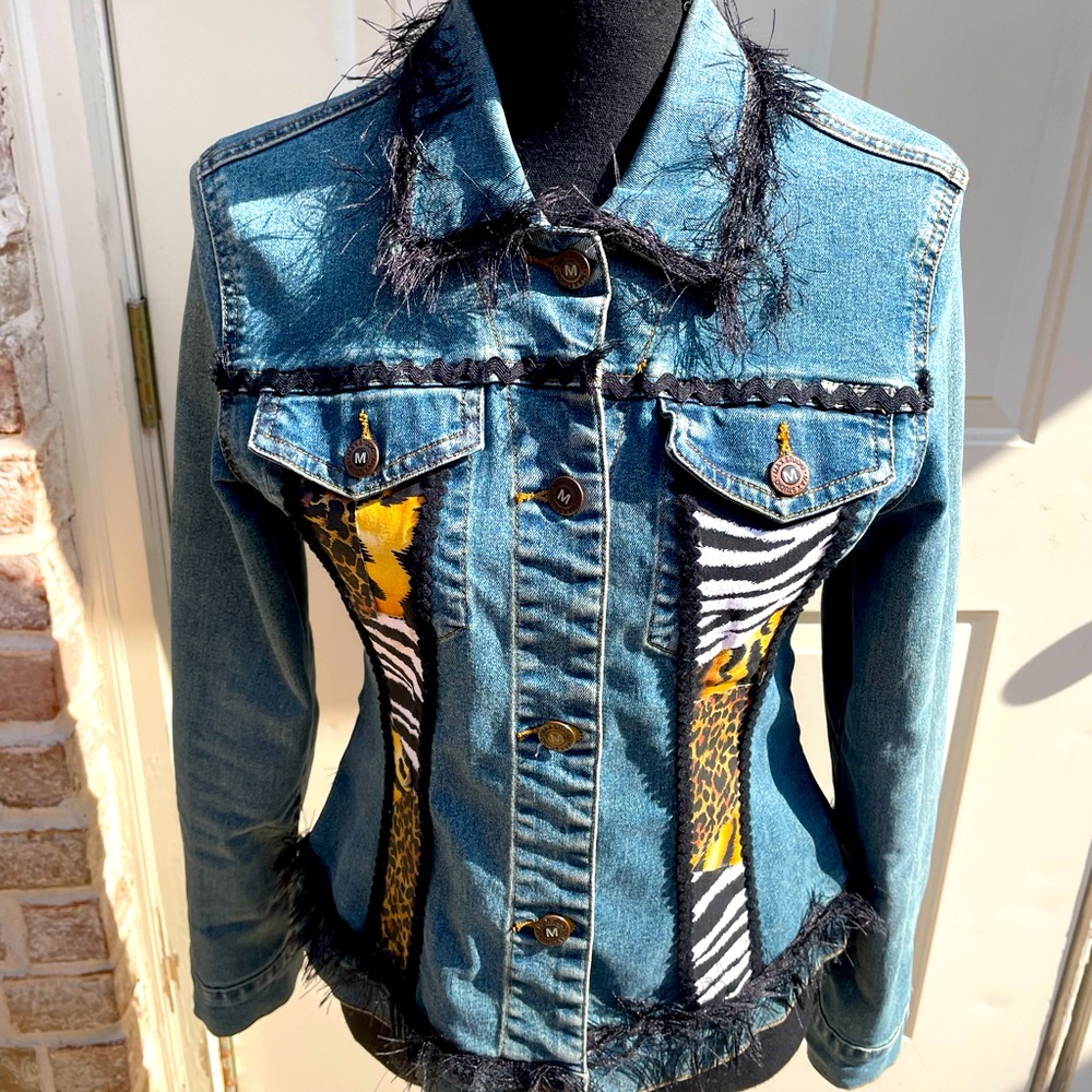 Max Studio Jeans, Animal Print Design, Jean Jacket, Size M